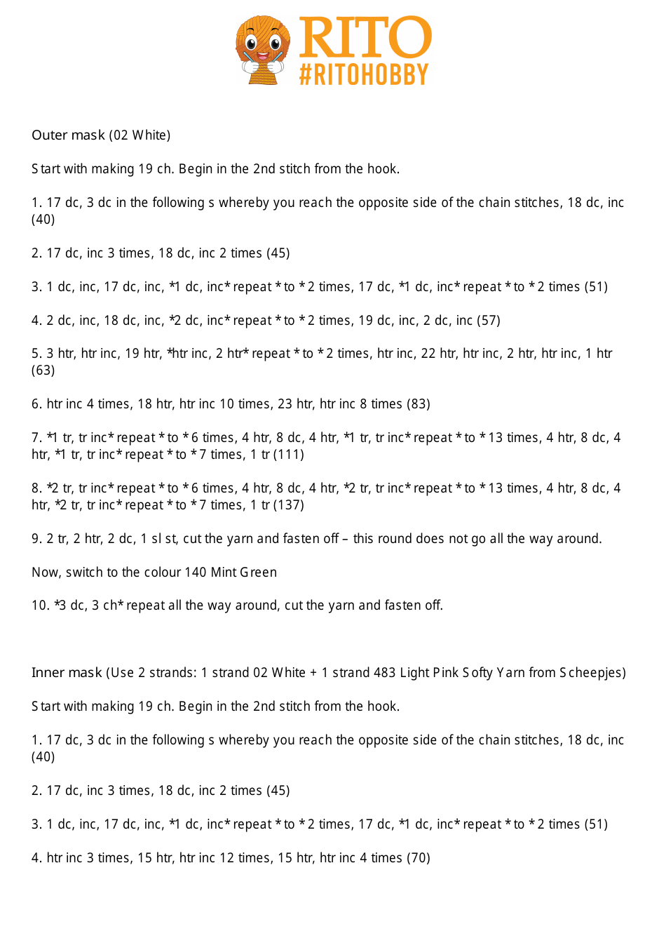 Unicorn Sleeping Mask Crochet Pattern, Page 4