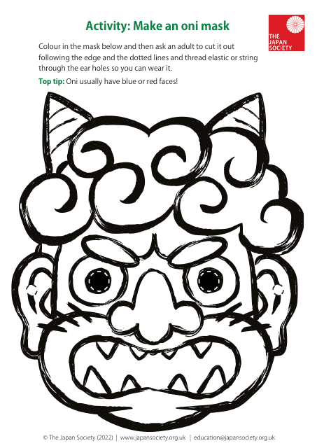 Oni Mask Coloring Template - the Japan Society Download Pdf
