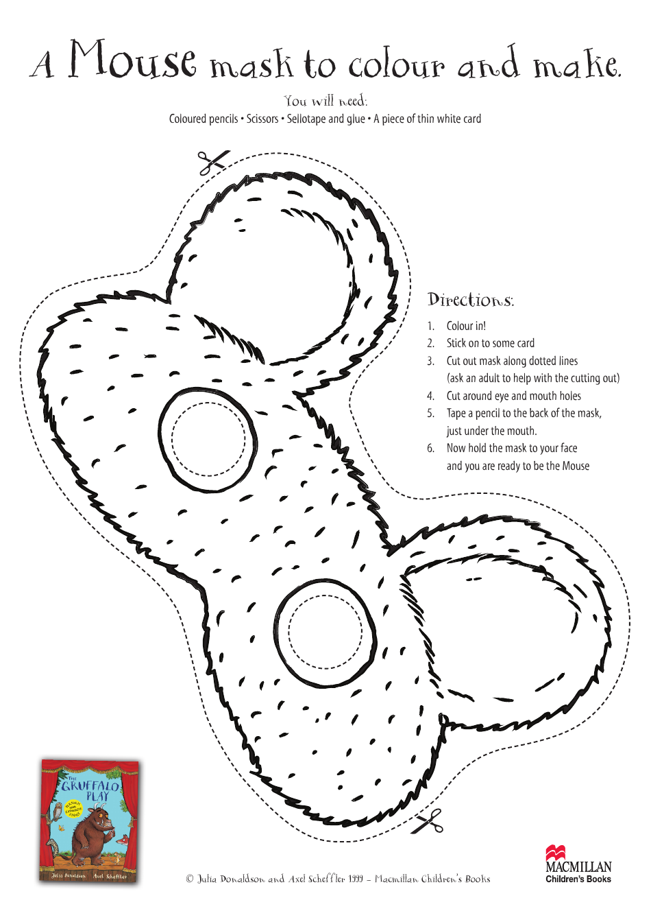 Mouse Mask Coloring Template - Macmillan, Page 1