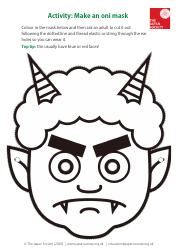 Document preview: Oni Mask Coloring Template