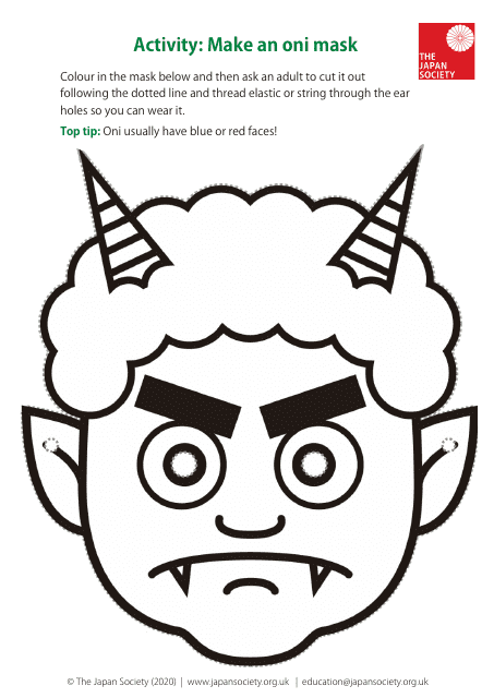 Oni Mask Coloring Template