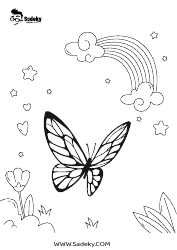 Document preview: Butterfly Rainbow Coloring Page - Sadeky