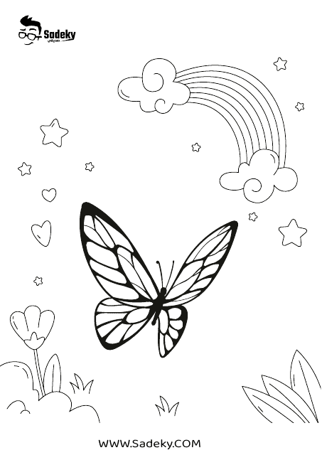 Butterfly Rainbow Coloring Page - Sadeky Download Pdf