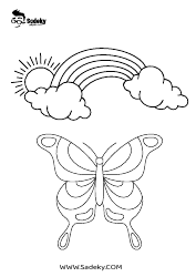 Document preview: Coloring Page - Butterfly and Rainbow