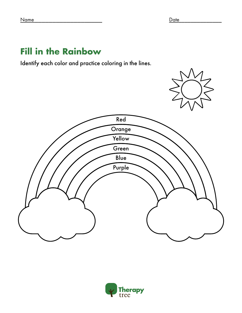 Fill in Rainbow Coloring Page, Page 1