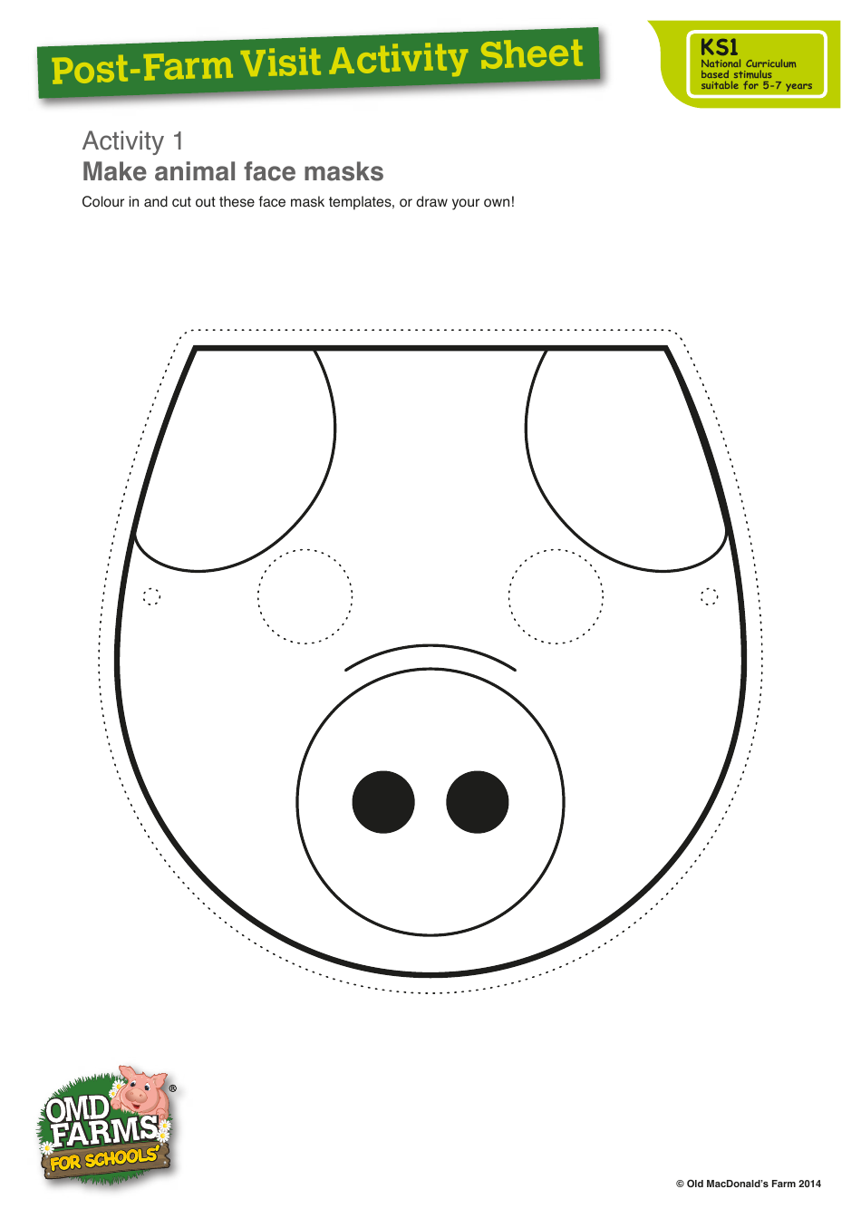 Farm animal mask templates - colorful and fun printable designs
