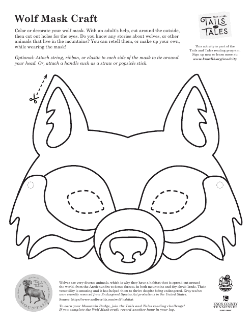 Wolf Mask Craft Template