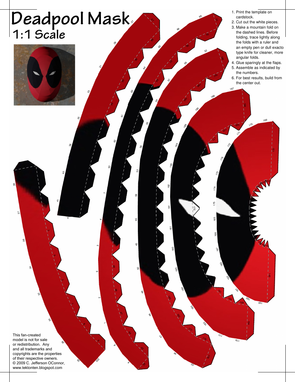 Deadpool Mask Template - Original, Page 1