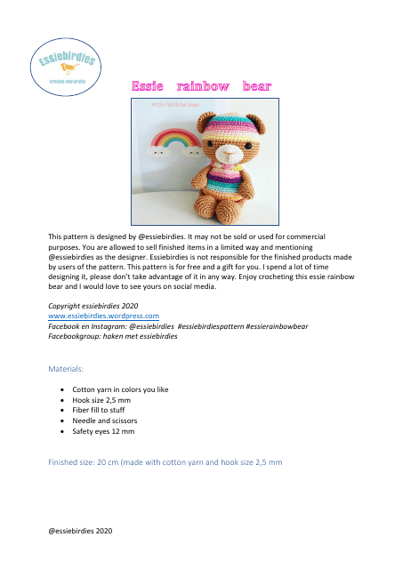 Rainbow Bear Crochet Pattern Download Pdf
