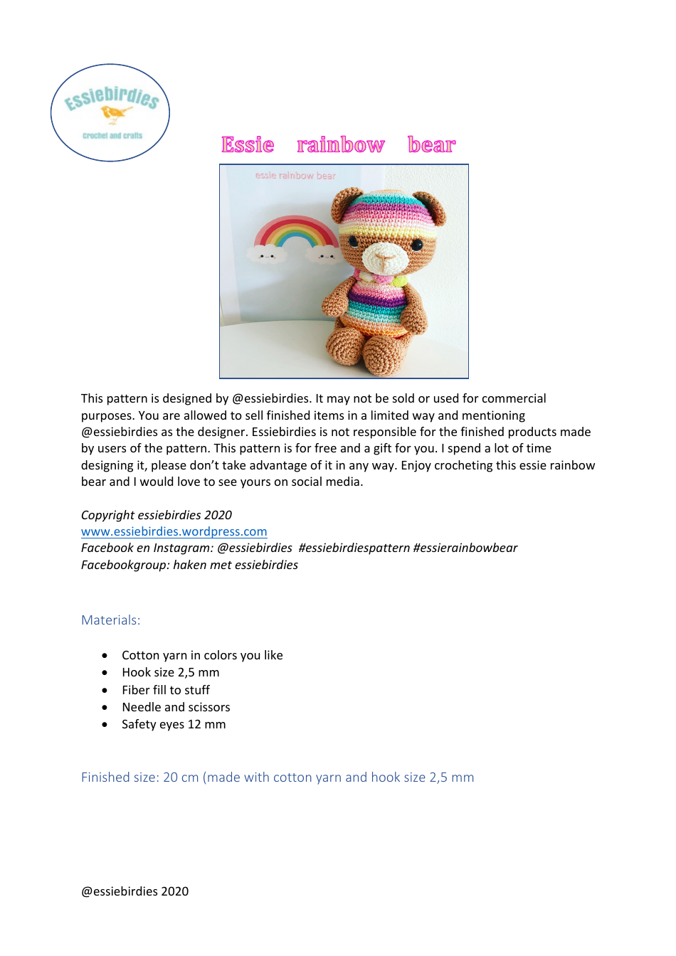 Rainbow Bear Crochet Pattern Download Printable PDF | Templateroller
