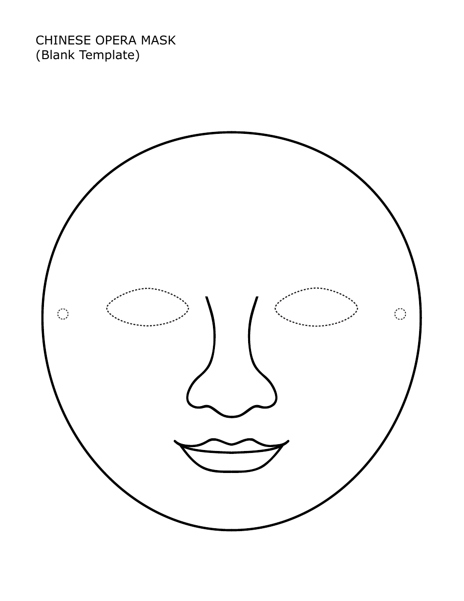 Chinese Opera Mask Coloring Template, Page 1