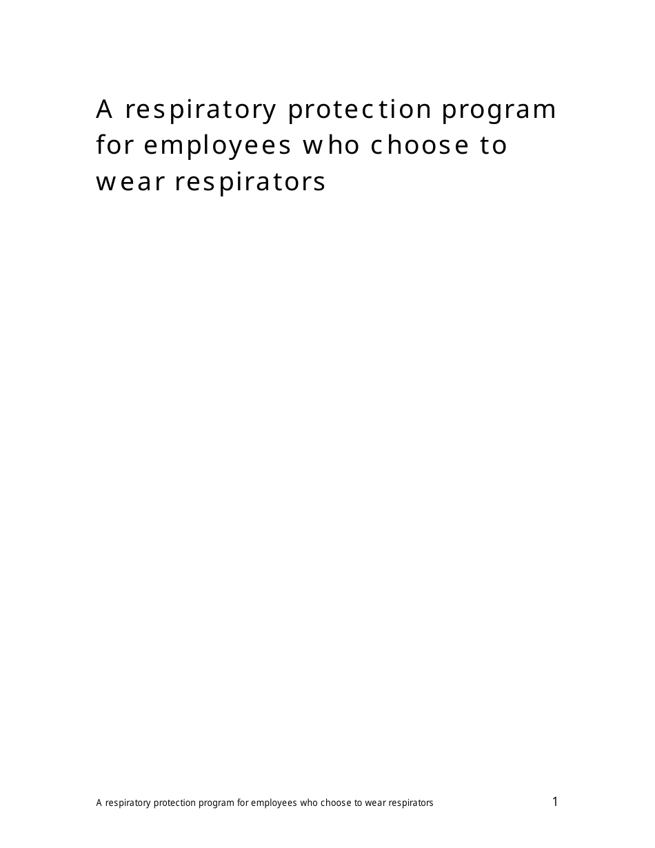 Respiratory Protection Program for Employees Who Choose to Wear Respirators - Oregon, Page 1