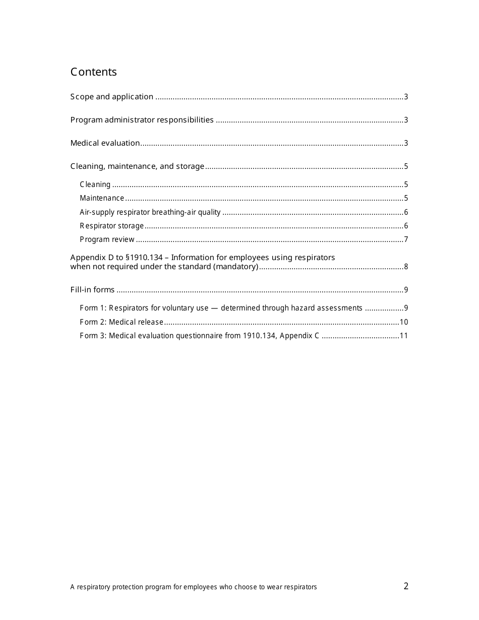 Respiratory Protection Program for Employees Who Choose to Wear Respirators - Oregon, Page 2