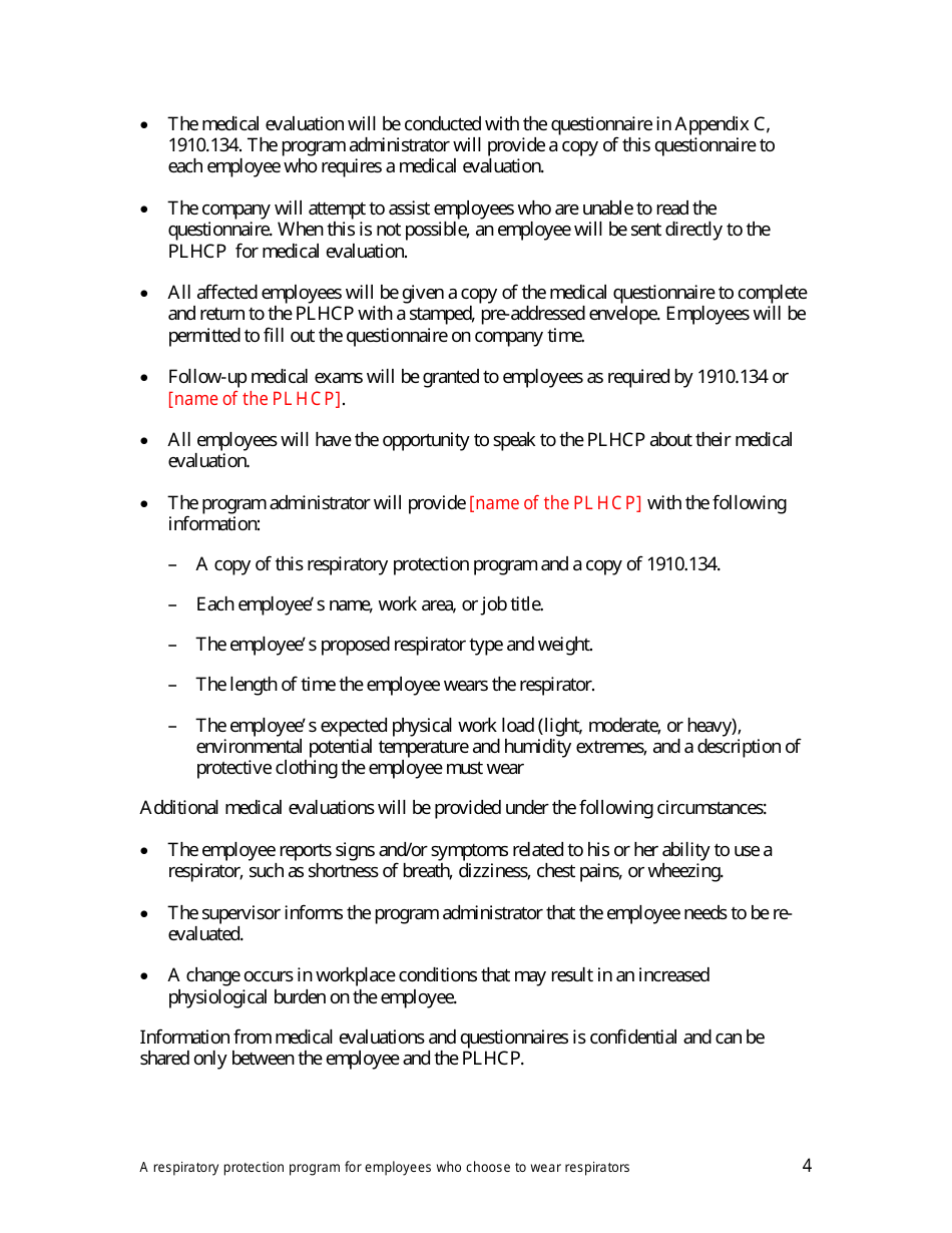 Respiratory Protection Program for Employees Who Choose to Wear Respirators - Oregon, Page 4