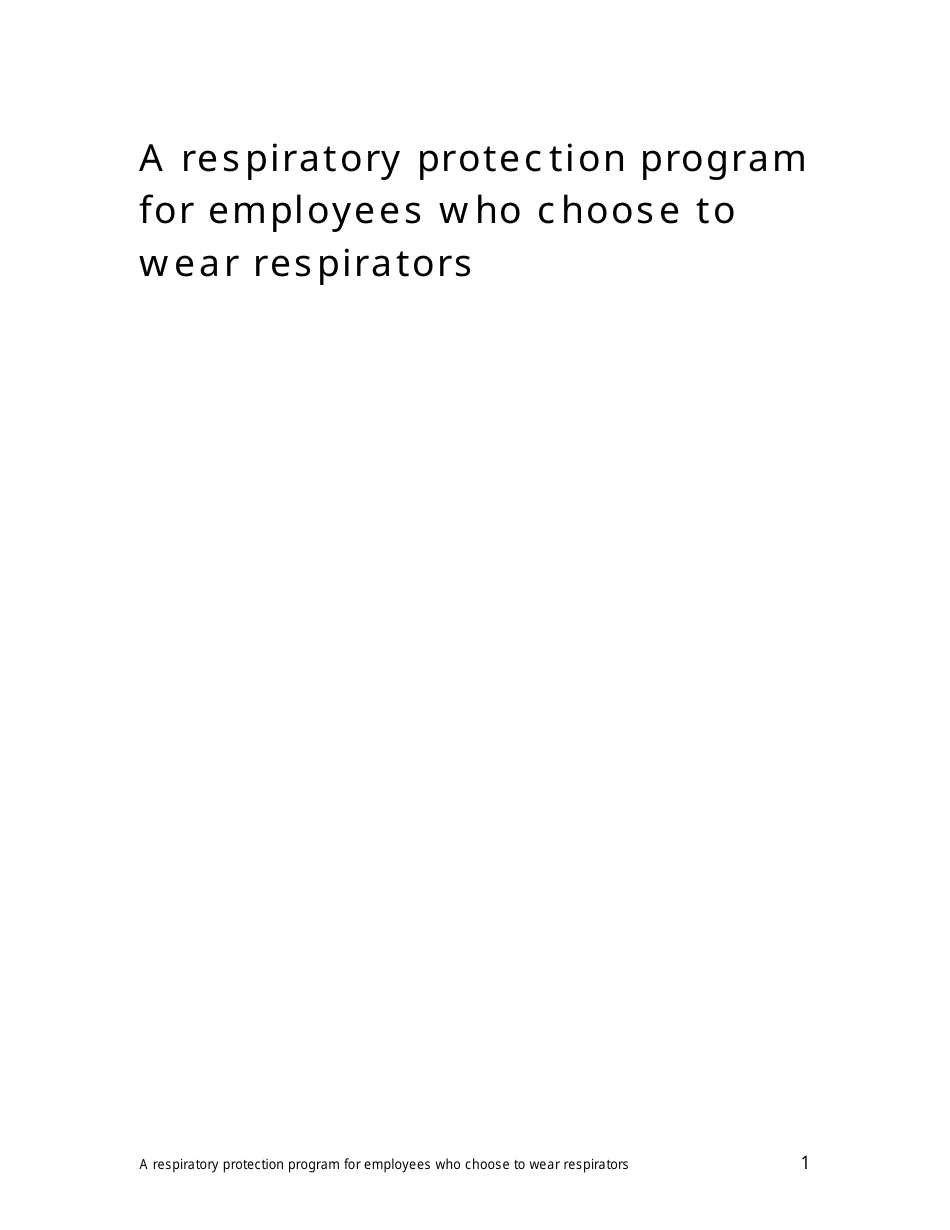 Oregon Respiratory Protection Program for Employees Who Choose to Wear