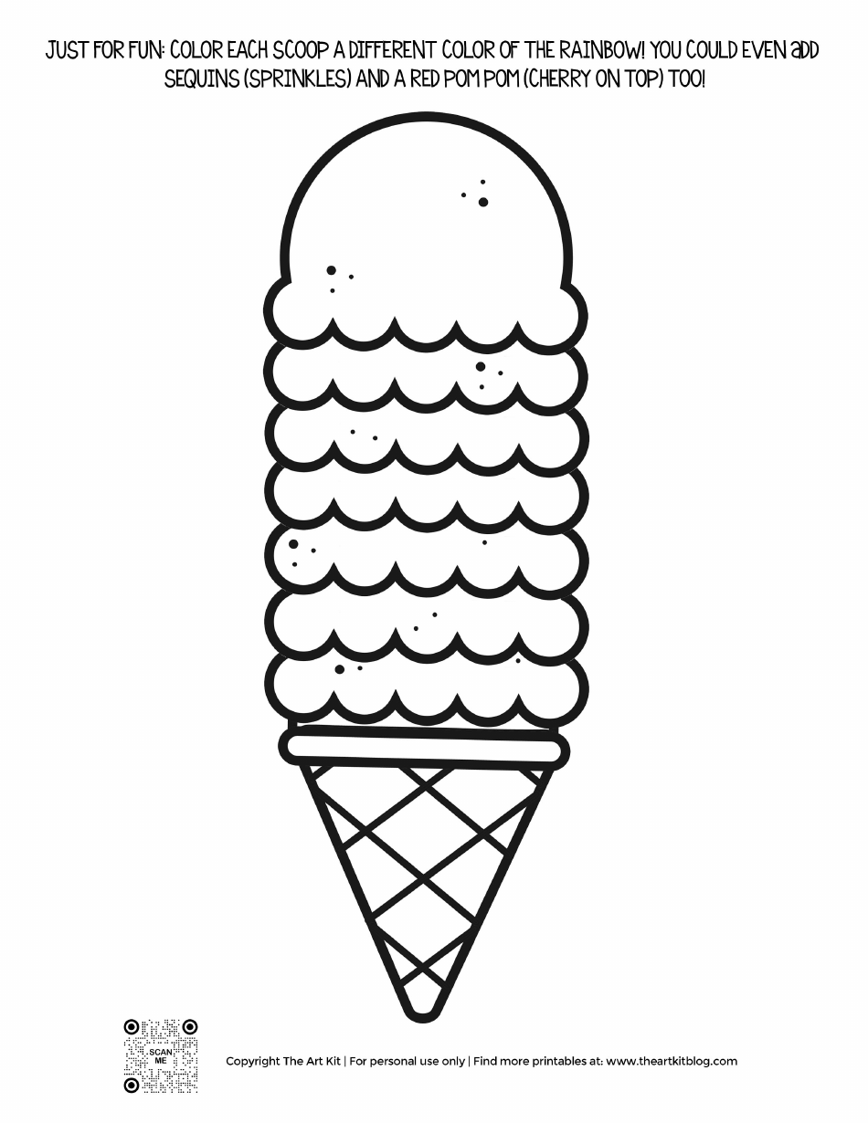 ICE Cream Coloring Page, Page 1