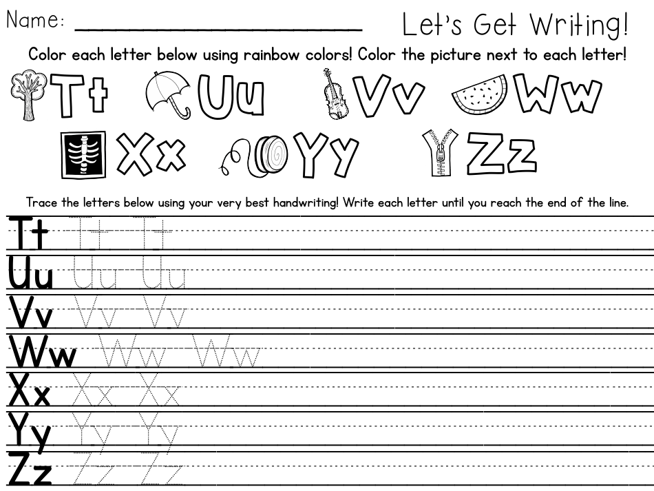 Letter Handwriting Practice Sheet, Page 4