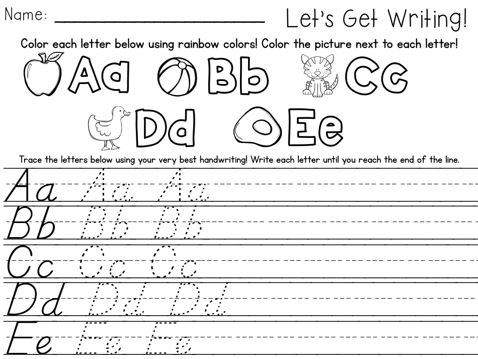 Letter Handwriting Practice Sheet, Page 5