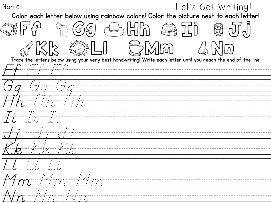 Letter Handwriting Practice Sheet, Page 6