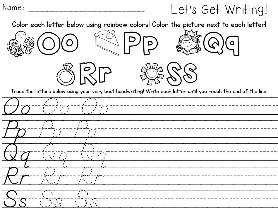 Letter Handwriting Practice Sheet, Page 7
