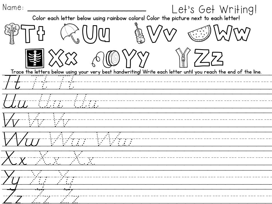 Letter Handwriting Practice Sheet, Page 8