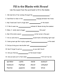Parts of Speech Activity Worksheet, Page 6