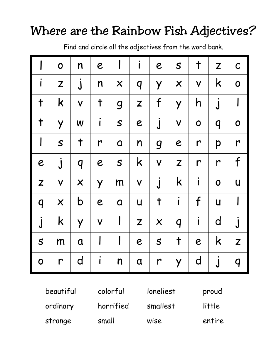 Parts of Speech Activity Worksheet, Page 9