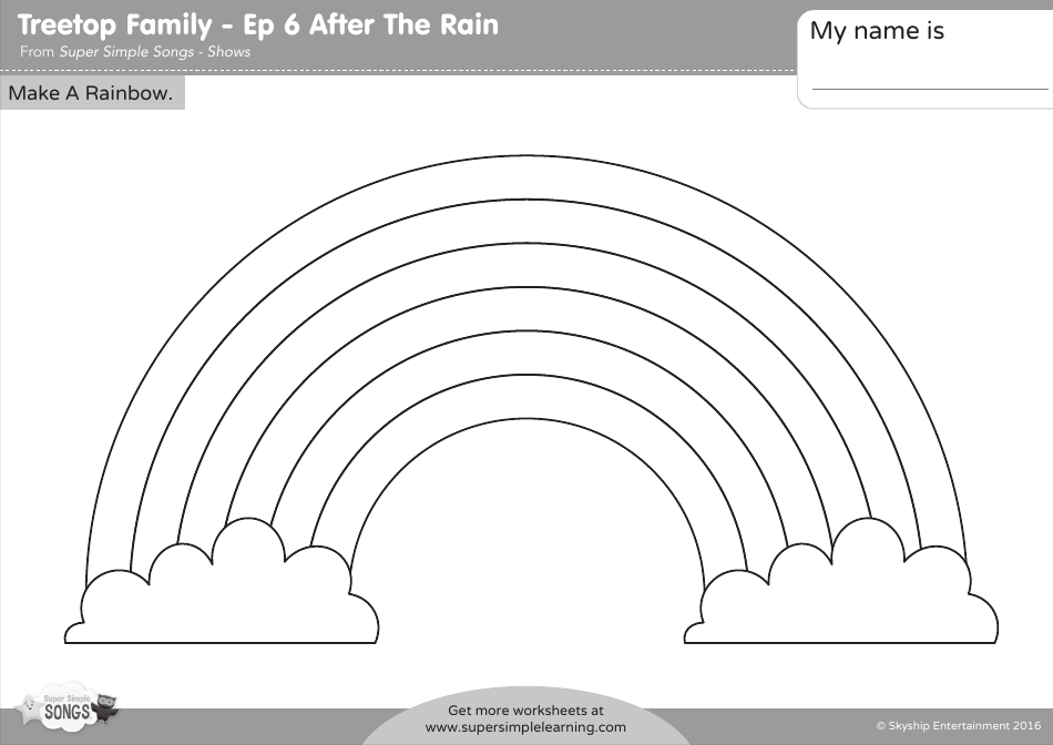 Treetop Family Rainbow Coloring Page, Page 1