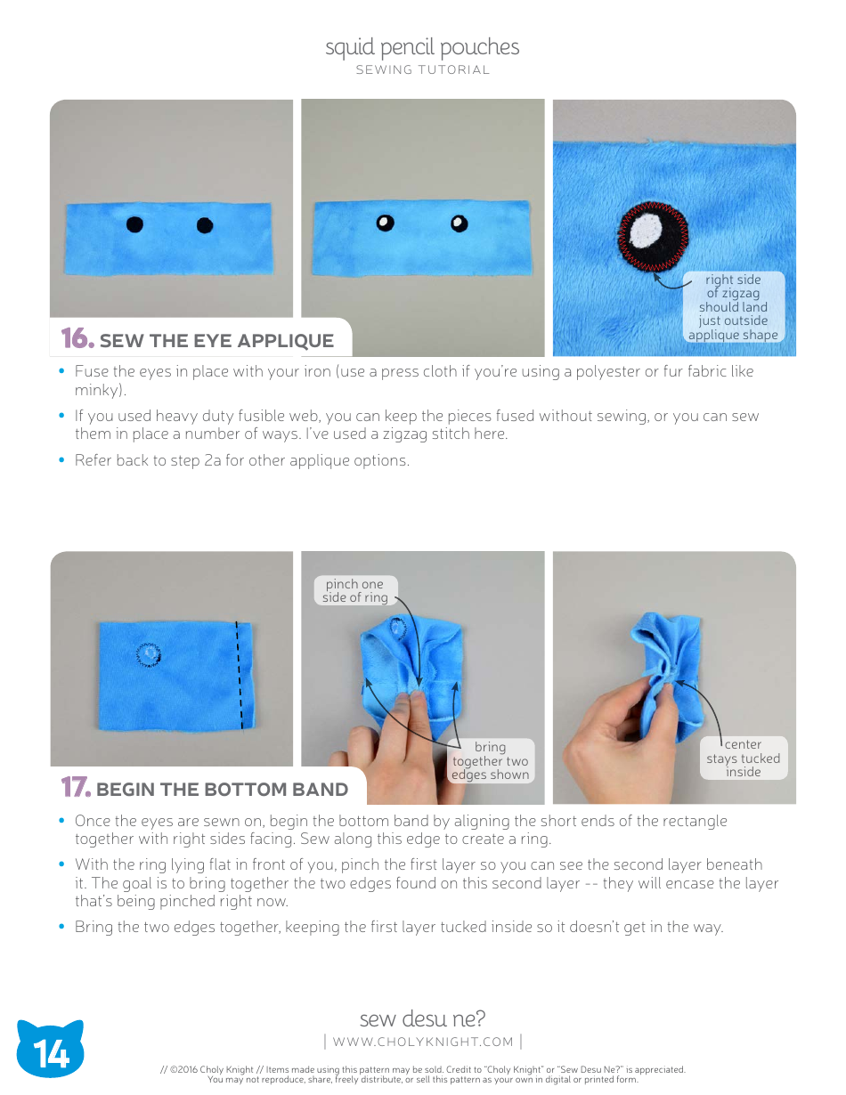 Squid Pencil Pouches Sewing Pattern Templates, Page 14