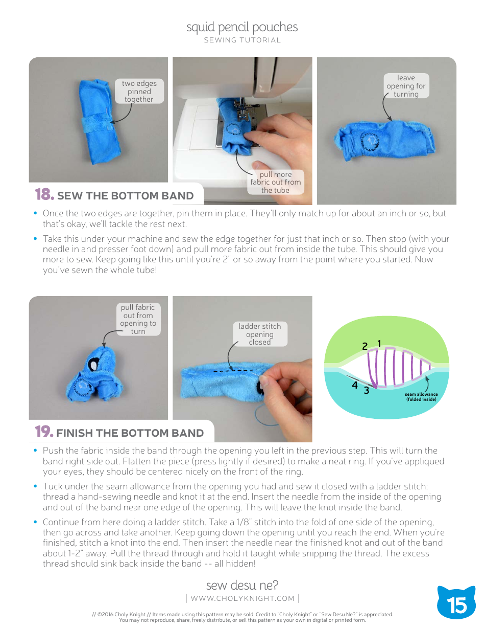 Squid Pencil Pouches Sewing Pattern Templates, Page 15