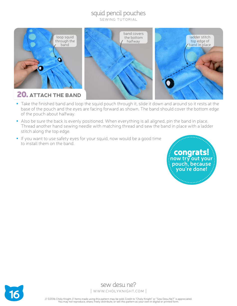 Squid Pencil Pouches Sewing Pattern Templates, Page 16