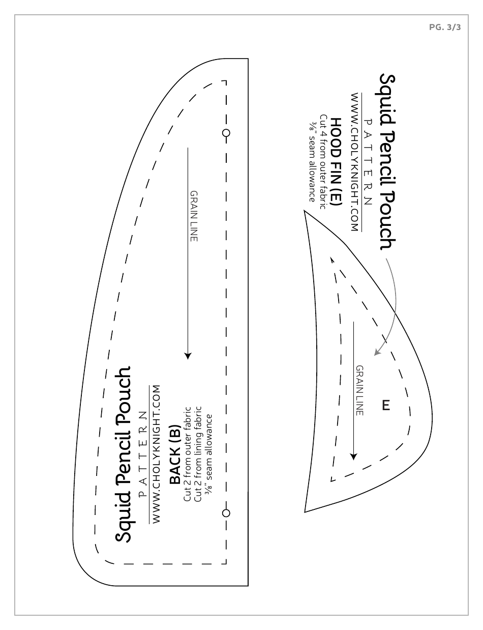 Squid Pencil Pouches Sewing Pattern Templates, Page 19