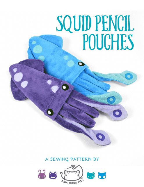 Squid Pencil Pouches Sewing Pattern Templates preview