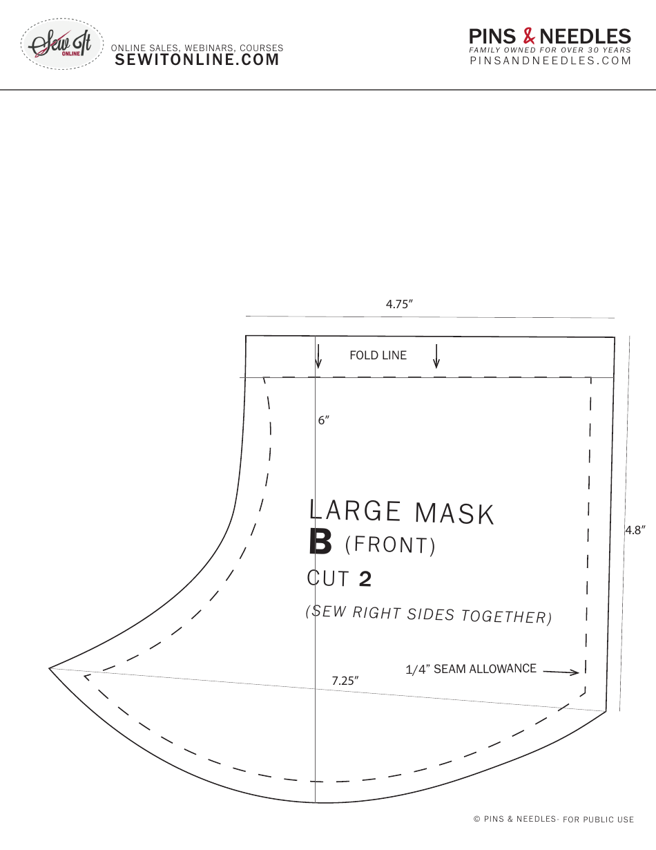 Cloth Surgical Face Mask Sewing Pattern Templates, Page 3