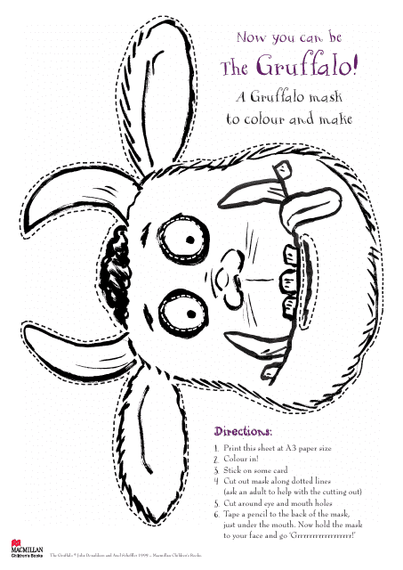 Gruffalo Mask Coloring Template Download Pdf