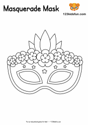 Document preview: Masquerade Mask Coloring Template - Flowers