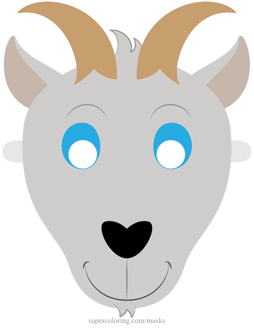 Goat Mask Template - Grey