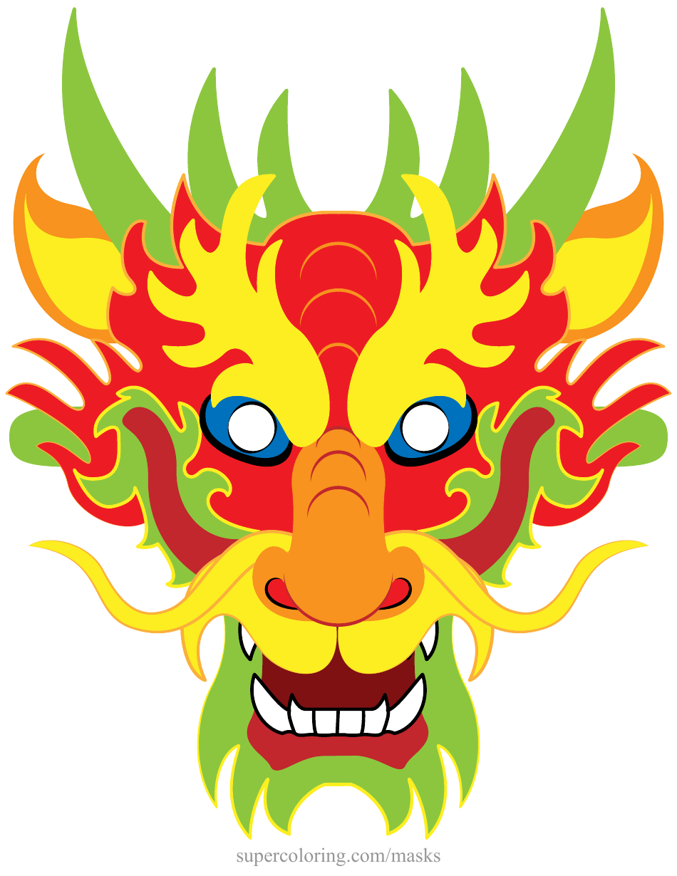Chinese Dragon Mask Template, Page 1