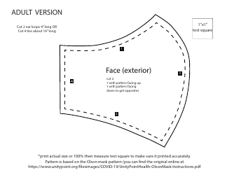 Document preview: Face Mask Template - Adult