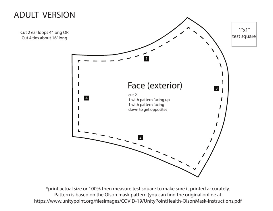 Face Mask Template - Adult Download Printable PDF | Templateroller