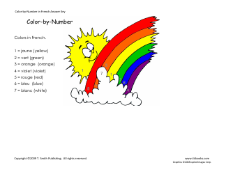 Rainbow Color by Number - Colors in French, Page 2