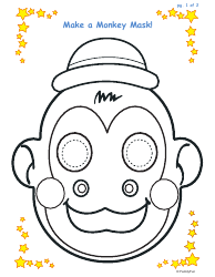 Document preview: Monkey Mask Coloring Template - Stars