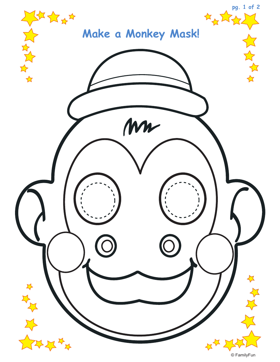 Monkey Mask Coloring Template - Stars Download Printable PDF ...