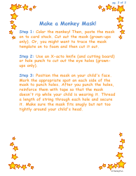Monkey Mask Coloring Template - Stars, Page 2