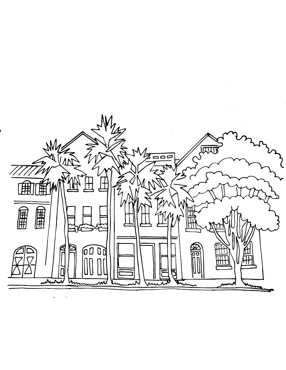 Rainbow Row Coloring Page, Page 1