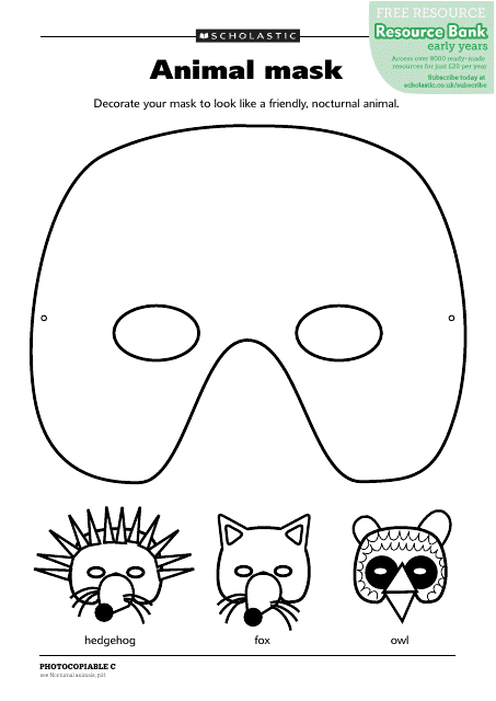 Nocturnal Animal Mask Design Template