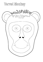 Document preview: Vervet Monkey Mask Coloring Template
