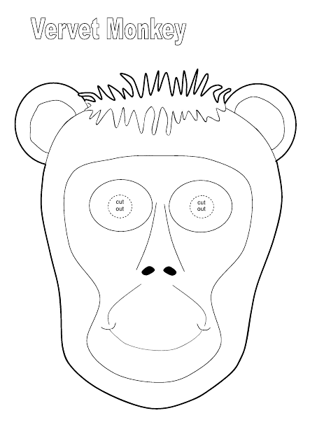 Vervet Monkey Mask Coloring Template