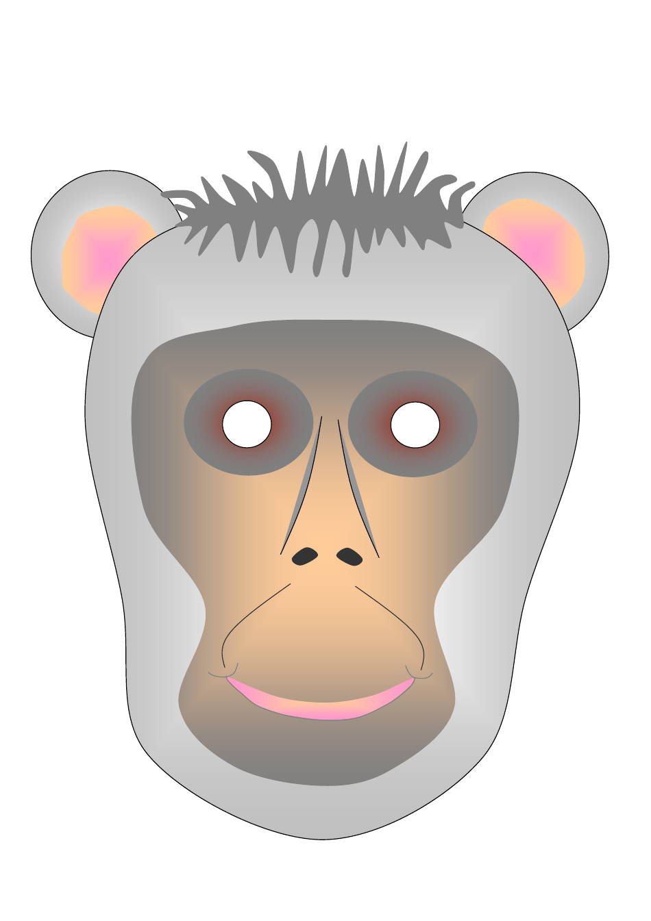 Monkey Mask Template - Varicolored, Page 1