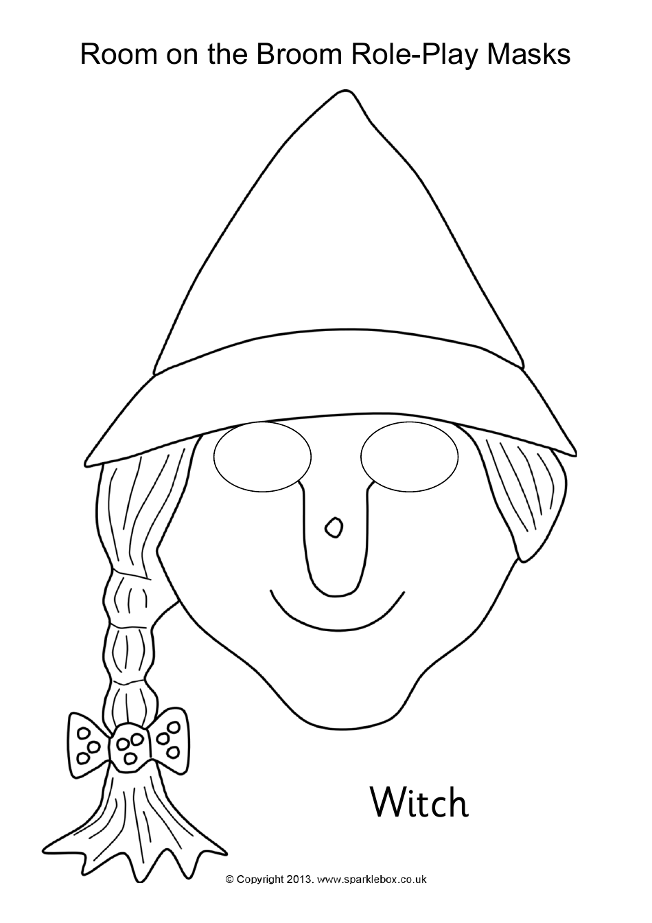 Room on the Broom Role-Play Mask Coloring Templates